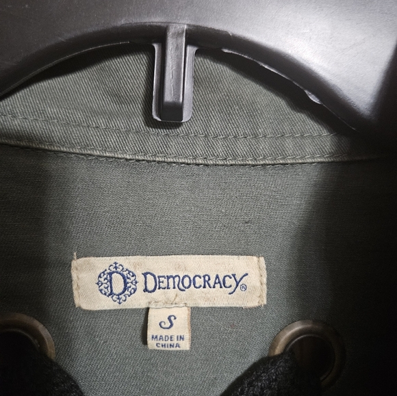 Democracy Womens Military Boho Jacket Studded Cargo Lace Back 100% Cotton! - Picture 2 of 8